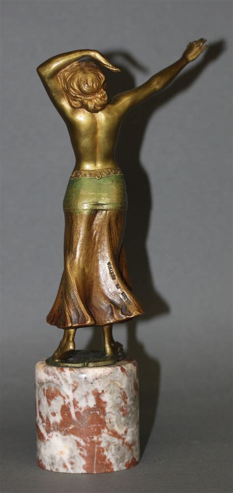 Cold Painted Austrian Bronze Of Semi Nude Dancer On A Marble Base