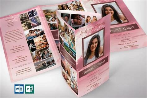 A Pink Funeral Program Brochure With Photos