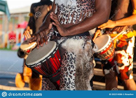 An African Drummer Plays The Djembe Stock Photo Image Of Instrument