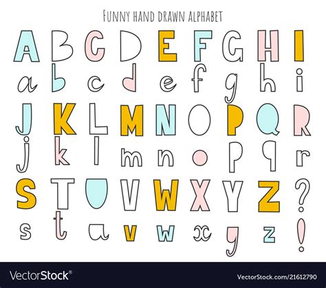 Cute Hand Drawn Alphabet Letters Set Royalty Free Vector