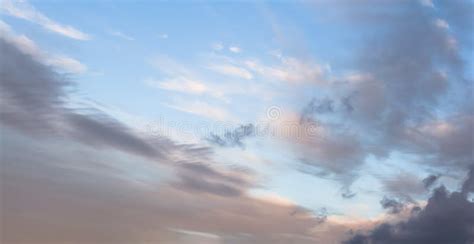 Dramatic Colorful Dawndusk Sky With Dark Clouds Panorama Background