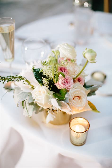 pink and ivory rose centerpiece