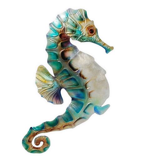 Handcrafted Metal And Capiz Seahorse Wall Art Wind And Weather