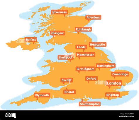 Mapa Vectorial Ilustrado Del Reino Unido Con Las Principales Ciudades