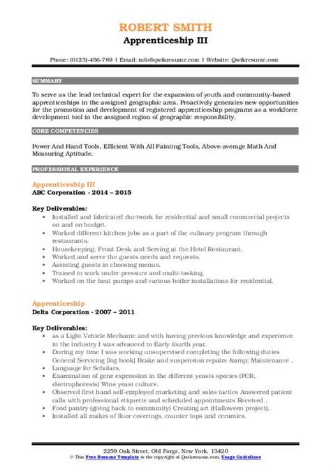 Brilliant combo welder sample resume about bo welder resume. Apprenticeship Resume Samples | QwikResume