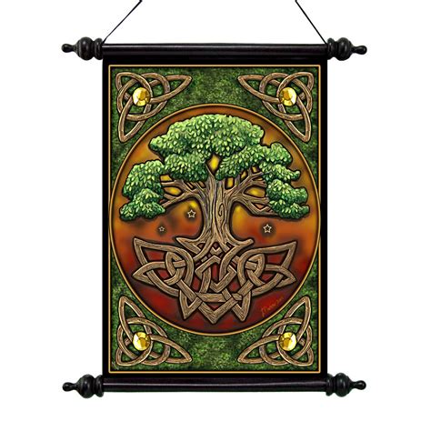 Celtic tapestry wall hanging, h53 x w40. Celtic Roots Legendary Tree of Life Vinyl-Canvas Wall Hang Scroll Tapestry Art | eBay