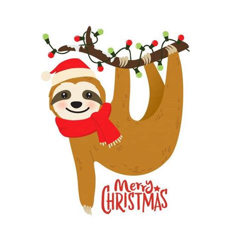 Clip Art And Image Files Png Cute Christmas Sloths Baby Sloth Christmas