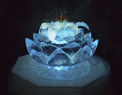 Wedding Table Centerpiece Ice Sculpture Lotus Flower With Oriental
