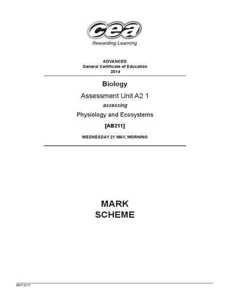 A2as Biol Past Papers Mark Schemes Standard Mayjune Series 2014 14498