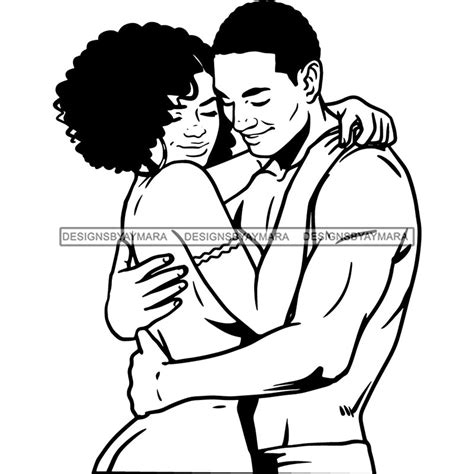 Couple Nude Woman Shirtless Man Hugging Smiling Romantic Honeymoon Bw Designsbyaymara