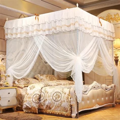 Mosquito Net Luxury Princess 4 Corner Post Bed Canopy Mosquito Net Bed