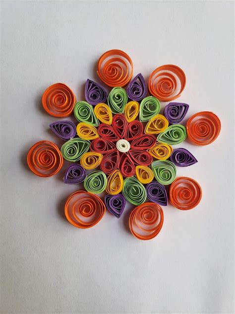Paper Quilling Mandala Rainbow Mandala Handmade Colorful Paper Etsy