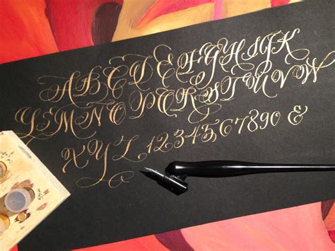 Alphabet Gold Calligraphy Copperplate Calligraphy Calligraphy