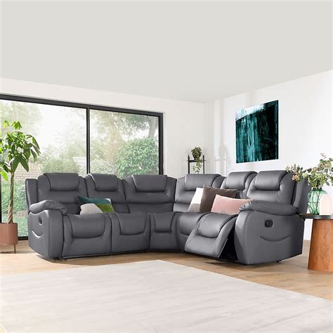 Vancouver Grey Leather Recliner Corner Sofa Furniture And Choice
