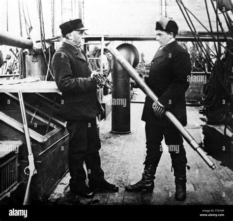 Whaling Ship Officers In The Arctic Stock Photo Alamy