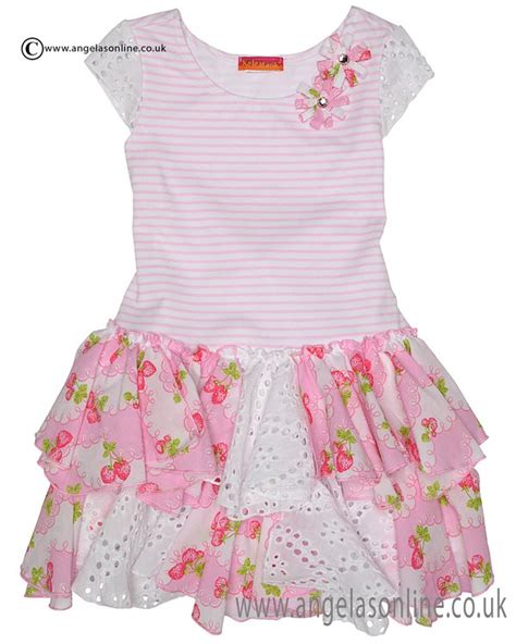 Kate Mack Short Sleeve Ruffle Skirt Dress 667ss Pink