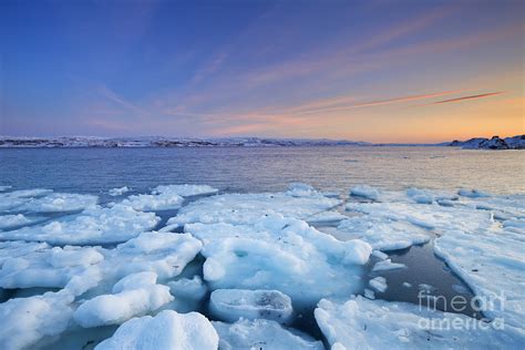 Ice Floes At Sunset Arctic Ocean Porsangerfjord Norway Photograph By