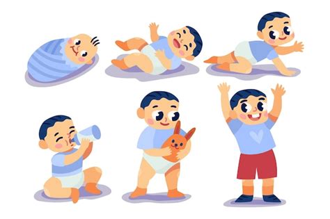 Free Vector Cartoon Stages Of A Baby Boy