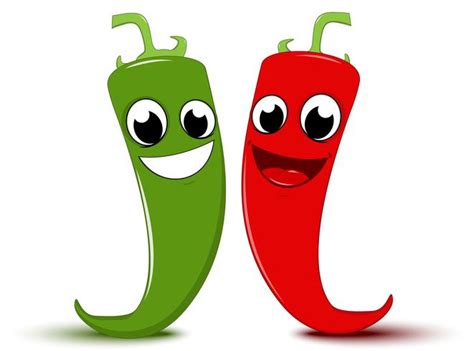 happy cartoon red and green chili pepper 619019 vector art at vecteezy