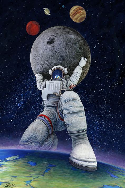 Cosmonaut Astronaut Space Suit Space Planets Colorful Hd