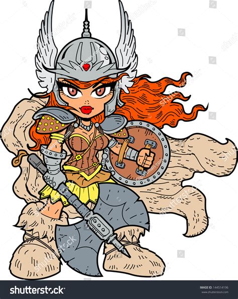 Tough Sexy Anime Manga Warrior Princess With Battle Axe And Shield