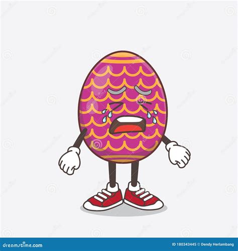 Easter Egg Cartoon Mascot Character With Crying Expression Stock Vector