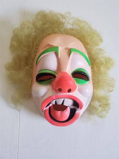Vintage Curly Hair Clown Mask Retro 1980s Halloween Etsy Vintage
