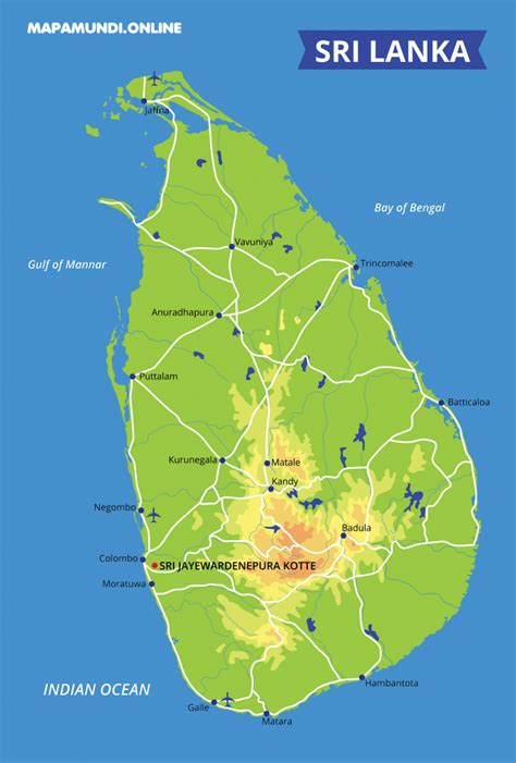 ⊛ mapa de sri lanka ·🥇 político and físico para imprimir 2023