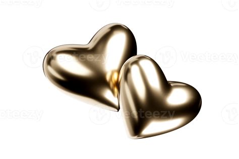 Golden Hearts Without Background 3d Render 13396314 Png