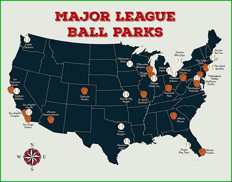 Major League Baseball Stadiums Map Poster Map Resume Examples