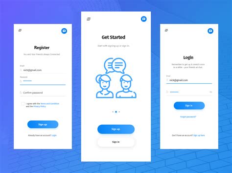 Chat App Concept Login And Sign Up Screen Design Chat App Screen