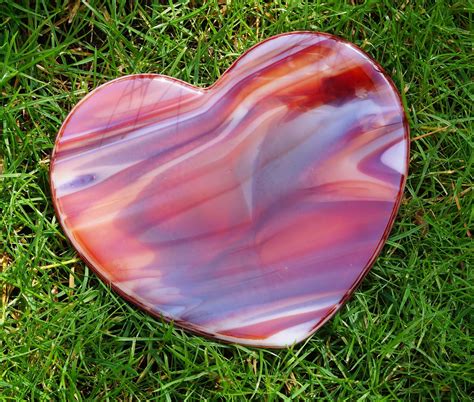 Glass Heart Dish Fused Glass Heart Shape Dish Heart Plate Etsy
