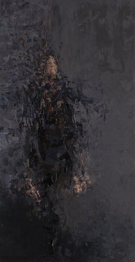 An Abstract Painting Of A Person Walking In The Rain