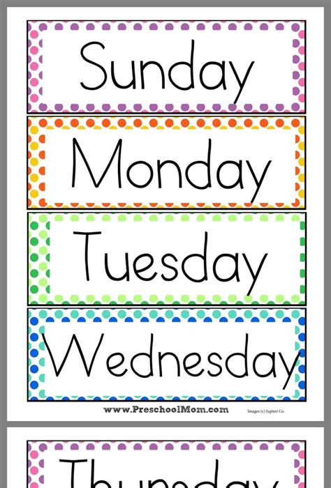The Days Of The Week With Polka Dots On Them