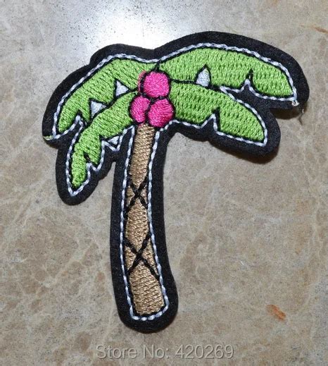 Free Shipping ~ Green Palm Tree Pink Coconut Tropical Iron On Patches