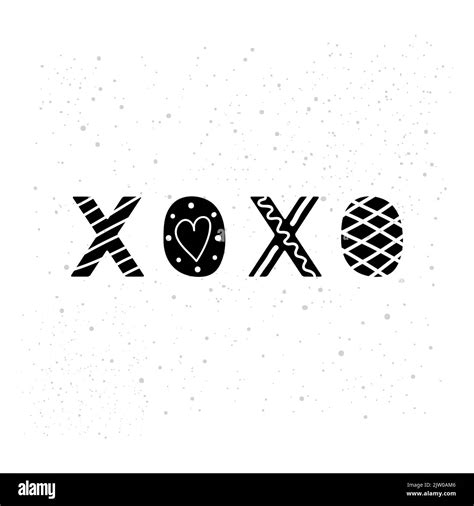 Cute Hand Drawn Black Lettering Xoxo In Scandinavian Style Isolated On