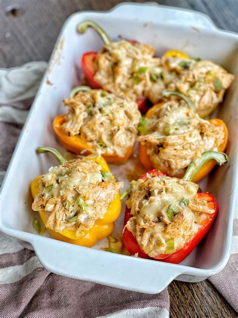 Creamy Chicken Stuffed Peppers Sweet Savory And Steph