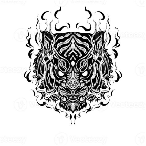 Head Of A Tiger Tattoo Designhand Drawn 27257446 Png