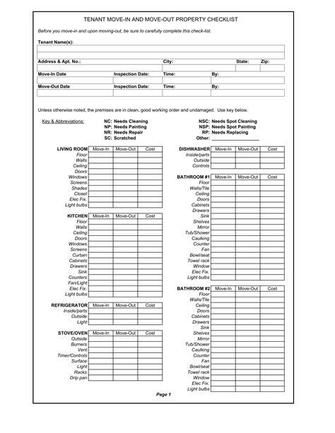 Tenant Move Out Checklist Form ≡ Fill Out Printable Pdf Forms Online