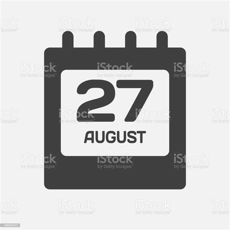 Vetores De Data Do Dia Do Ícone 27 De Agosto Página Do Calendário Do