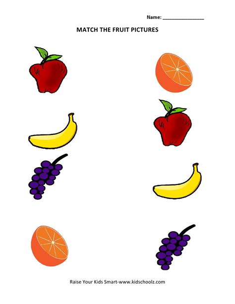 Picture Matching Worksheets Fruits Kindergarten Worksheets Kids