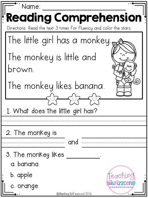 3 Reading Comprehension Kindergarten Worksheets Coworksheets