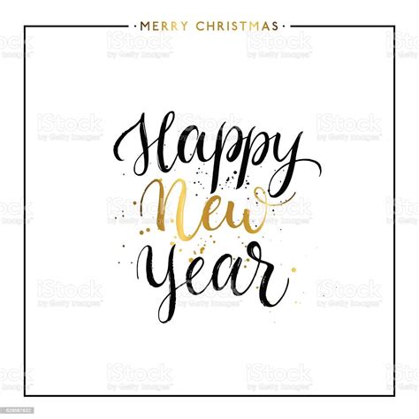 Happy New Year Gold Text Isolated Stock Illustration Download Image