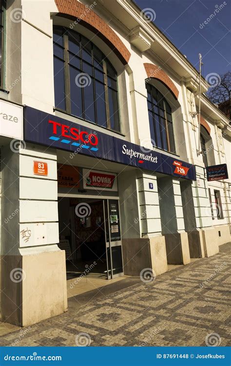 Tesco Company Logo On The Supermarket Building On March 3 2017 In