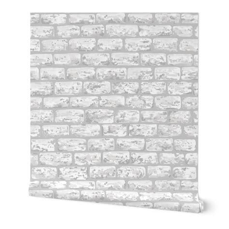 White Brick Wall Wallpaper Spoonflower