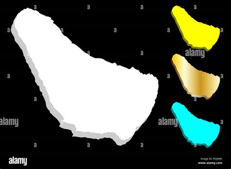 3d Map Of Barbados White Yellow Blue And Gold Vector Illustration