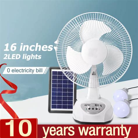 5 Years Warranty Solar Electric Fan With Charger And 2 Bulbs Direct