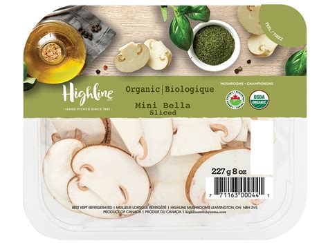 Organic Mini Bella Topseal 8 Oz Sliced Highline Mushrooms