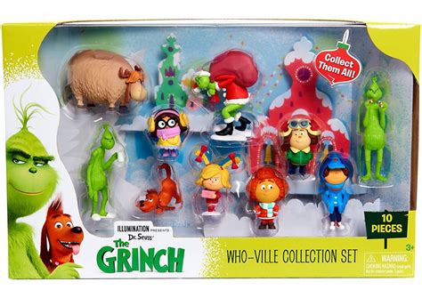 Dr Seuss The Grinch Who Ville Collection 4 10 Piece Figurine Set Just