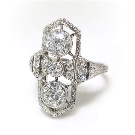 Antique Edwardian Diamond Ring Vintage 1920s 133ct Tw Old European